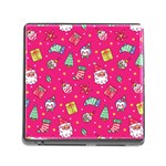 cute pink christmas pattern Memory Card Reader (Square 5 Slot)