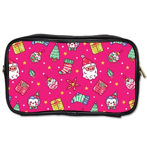 cute pink christmas pattern Toiletries Bag (Two Sides) from ArtsNow.com Front