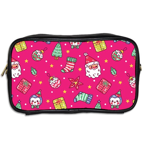 cute pink christmas pattern Toiletries Bag (Two Sides) from ArtsNow.com Back