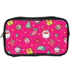 cute pink christmas pattern Toiletries Bag (Two Sides) from ArtsNow.com Back