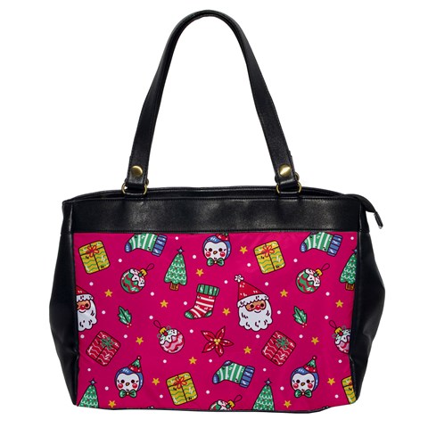 cute pink christmas pattern Oversize Office Handbag from ArtsNow.com Front