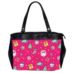 cute pink christmas pattern Oversize Office Handbag (2 Sides)