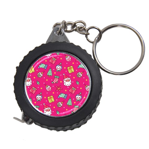 cute pink christmas pattern Measuring Tape from ArtsNow.com Front