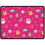 cute pink christmas pattern Fleece Blanket (Large)