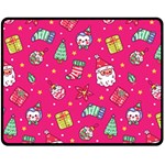 cute pink christmas pattern Fleece Blanket (Medium)