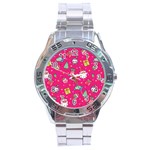 cute pink christmas pattern Stainless Steel Analogue Watch