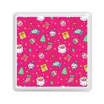 cute pink christmas pattern Memory Card Reader (Square)