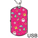 cute pink christmas pattern Dog Tag USB Flash (One Side)