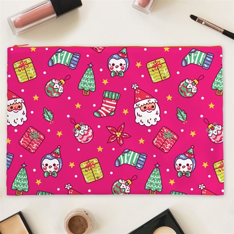 cute pink christmas pattern Cosmetic Bag (XXL) from ArtsNow.com Front