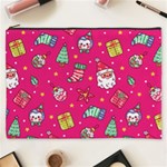 cute pink christmas pattern Cosmetic Bag (XXXL)