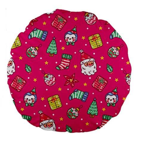 cute pink christmas pattern Large 18  Premium Round Cushions from ArtsNow.com Front