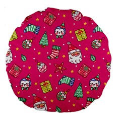 cute pink christmas pattern Large 18  Premium Round Cushions from ArtsNow.com Front