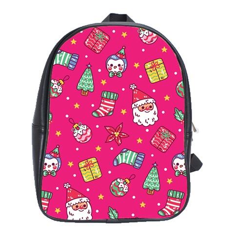 cute pink christmas pattern School Bag (XL) from ArtsNow.com Front