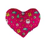 cute pink christmas pattern Standard 16  Premium Heart Shape Cushions