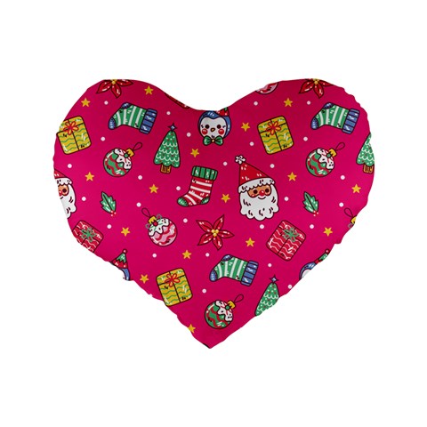 cute pink christmas pattern Standard 16  Premium Heart Shape Cushions from ArtsNow.com Back