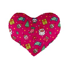 cute pink christmas pattern Standard 16  Premium Heart Shape Cushions from ArtsNow.com Back