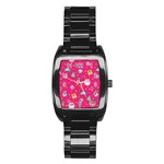 cute pink christmas pattern Stainless Steel Barrel Watch