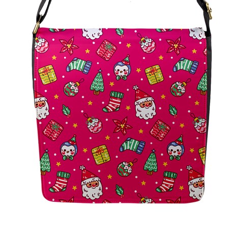 cute pink christmas pattern Flap Closure Messenger Bag (L) from ArtsNow.com Front