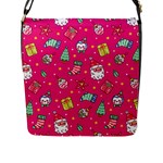 cute pink christmas pattern Flap Closure Messenger Bag (L)