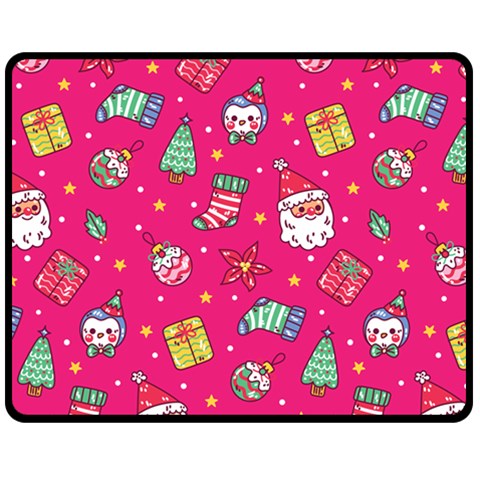 cute pink christmas pattern Two Sides Fleece Blanket (Medium) from ArtsNow.com 58.8 x47.4  Blanket Front