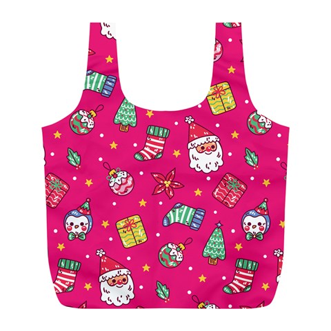 cute pink christmas pattern Full Print Recycle Bag (L) from ArtsNow.com Front