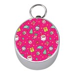 cute pink christmas pattern Mini Silver Compasses