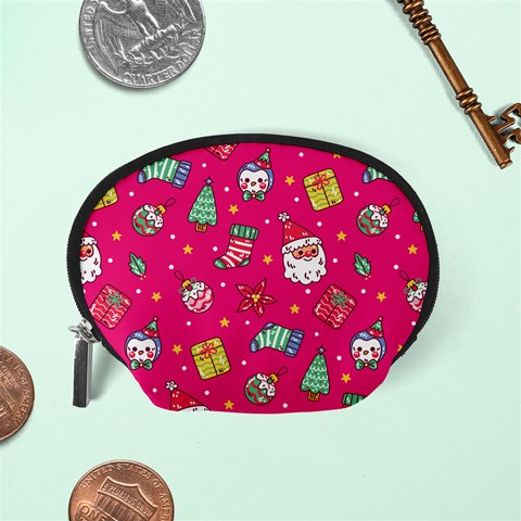 cute pink christmas pattern Accessory Pouch (Small) from ArtsNow.com Back