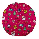 cute pink christmas pattern Large 18  Premium Flano Round Cushions