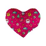 cute pink christmas pattern Standard 16  Premium Flano Heart Shape Cushions