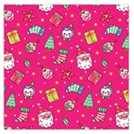 cute pink christmas pattern Square Satin Scarf (36  x 36 )