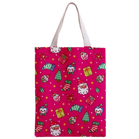 cute pink christmas pattern Zipper Classic Tote Bag from ArtsNow.com Front