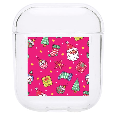 cute pink christmas pattern Hard PC AirPods 1/2 Case from ArtsNow.com Front