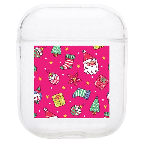 cute pink christmas pattern Soft TPU AirPods 1/2 Case from ArtsNow.com Front