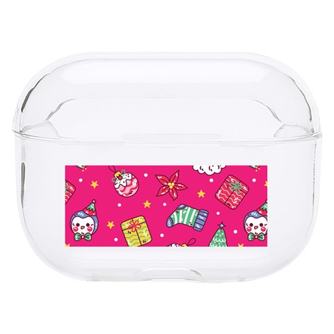 cute pink christmas pattern Hard PC AirPods Pro Case from ArtsNow.com Front