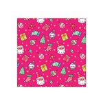 cute pink christmas pattern Satin Bandana Scarf 22  x 22 