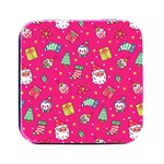 cute pink christmas pattern Square Metal Box (Black)