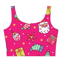 cute pink christmas pattern Midi Sleeveless Dress from ArtsNow.com Top Front