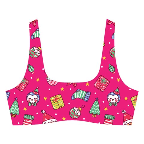 cute pink christmas pattern Cross Back Hipster Bikini Set from ArtsNow.com Front