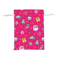 cute pink christmas pattern Lightweight Drawstring Pouch (S) from ArtsNow.com Front