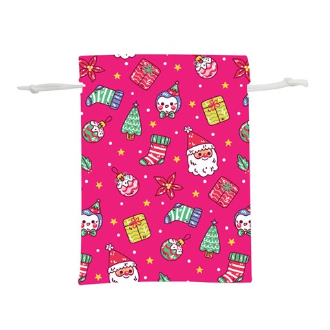 cute pink christmas pattern Lightweight Drawstring Pouch (S) from ArtsNow.com Back