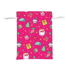 cute pink christmas pattern Lightweight Drawstring Pouch (L) from ArtsNow.com Front