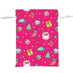 cute pink christmas pattern Lightweight Drawstring Pouch (XL)