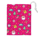 cute pink christmas pattern Drawstring Pouch (4XL)