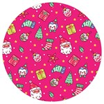 cute pink christmas pattern Round Trivet