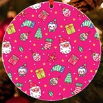 cute pink christmas pattern UV Print Acrylic Ornament Round