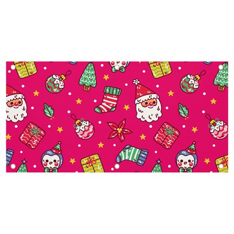 cute pink christmas pattern Banner and Sign 4  x 2  from ArtsNow.com Front