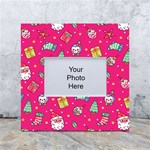 cute pink christmas pattern White Box Photo Frame 4  x 6 