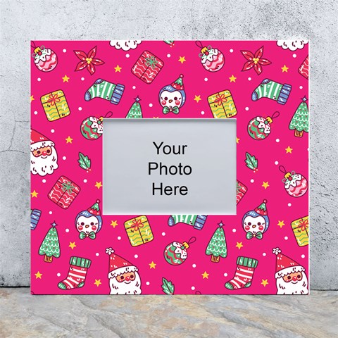 cute pink christmas pattern White Wall Photo Frame 5  x 7  from ArtsNow.com Front