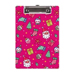 cute pink christmas pattern A5 Acrylic Clipboard from ArtsNow.com Front