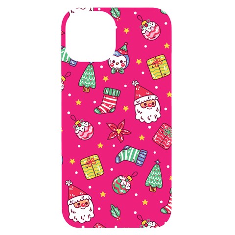 cute pink christmas pattern iPhone 14 Black UV Print PC Hardshell Case from ArtsNow.com Front